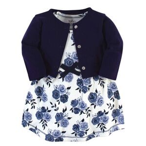 Touched by Nature Girls 2T Navy Floral, Preppy, Coord Sets‎ Dress & Cardigan Set